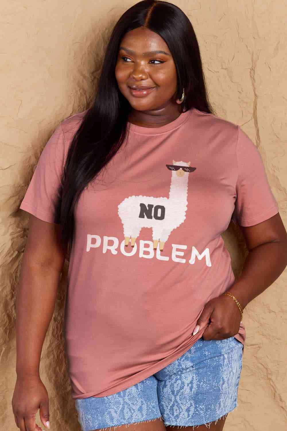 swvws Simply Love Full Size NO PROBLEM Graphic Cotton Tee