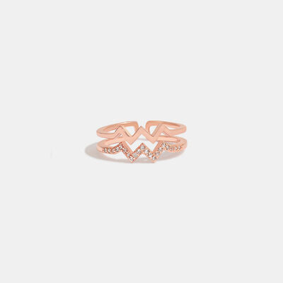 swvws Wave Shape Inlaid Zircon Open Ring