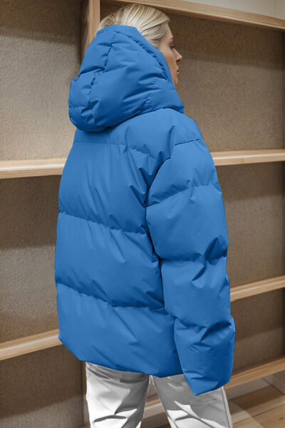 swvws Pocketed Zip Up Hooded Puffer Jacket