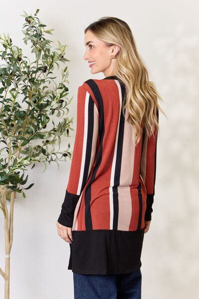 swvws Celeste Full Size Striped Button Up Long Sleeve Cardigan