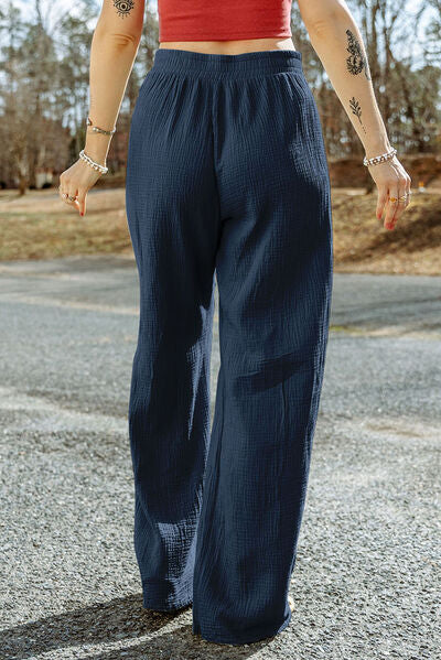 swvws Texture Tied Wide Leg Pants