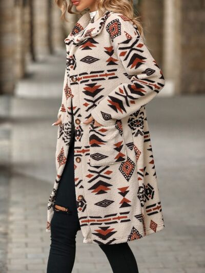 swvws Geometric Pocketed Dropped Shoulder Coat