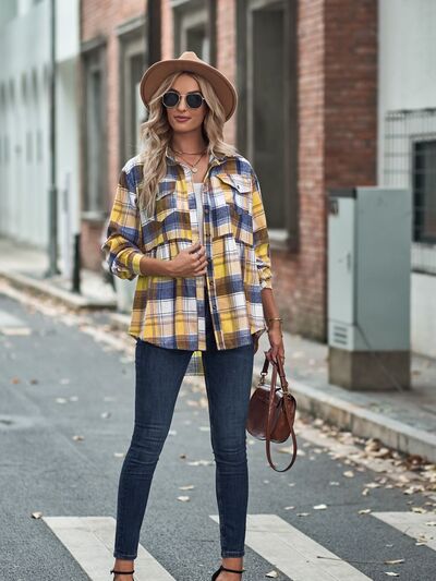 swvws Plaid Button Up Dropped Shoulder Shirt