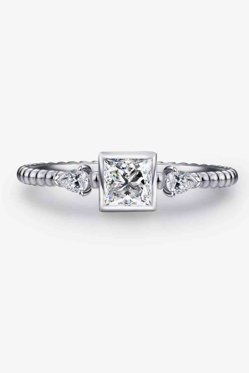 swvws Moissanite Square Shape 925 Sterling Silver Ring