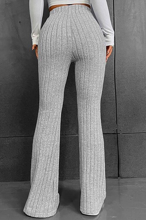 swvws Ribbed High Waist Flare Bootcut Pants