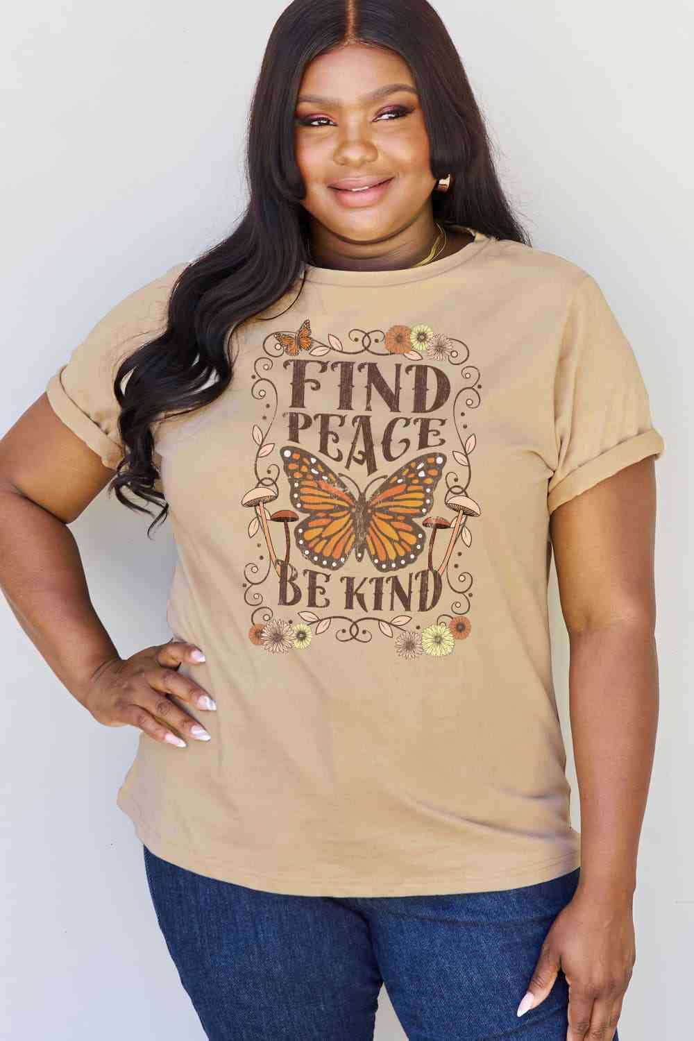 swvws Simply Love Full Size FIND PEACE BE KIND Graphic Cotton T-Shirt