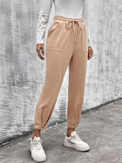 swvws Drawstring Straight Pants with Pockets