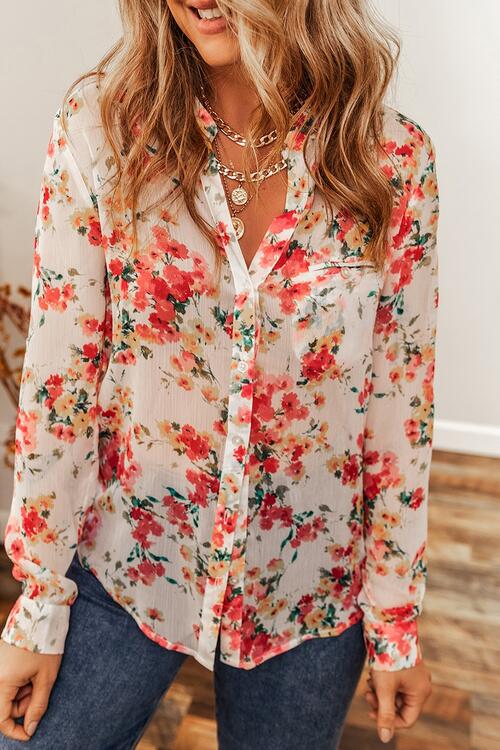 swvws Floral Button Up Long Sleeve Shirt