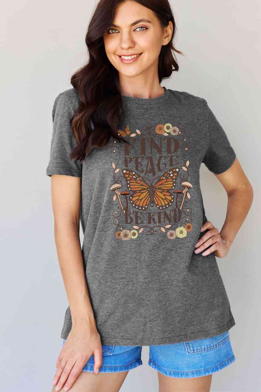 swvws Simply Love Full Size FIND PEACE BE KIND Graphic Cotton T-Shirt