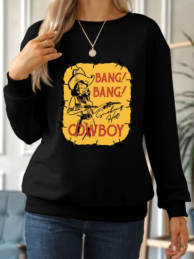 swvws Cowboy Graphic Round Neck Sweatshirt