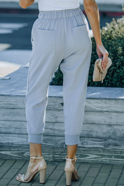 swvws Drawstring Pocketed Cropped Pants