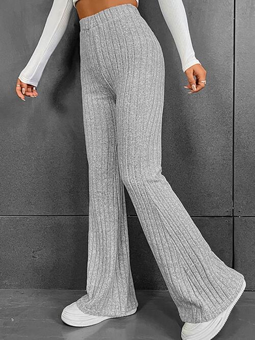 swvws Ribbed High Waist Flare Bootcut Pants