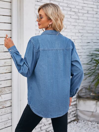 swvws Button Up Collared Neck Denim Jacket