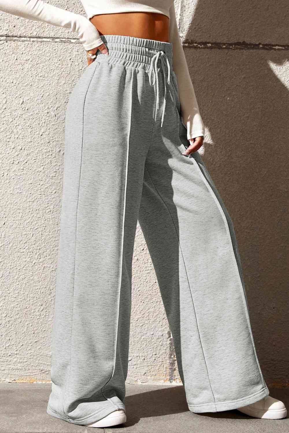 swvws Drawstring Wide Leg Pants with Pockets