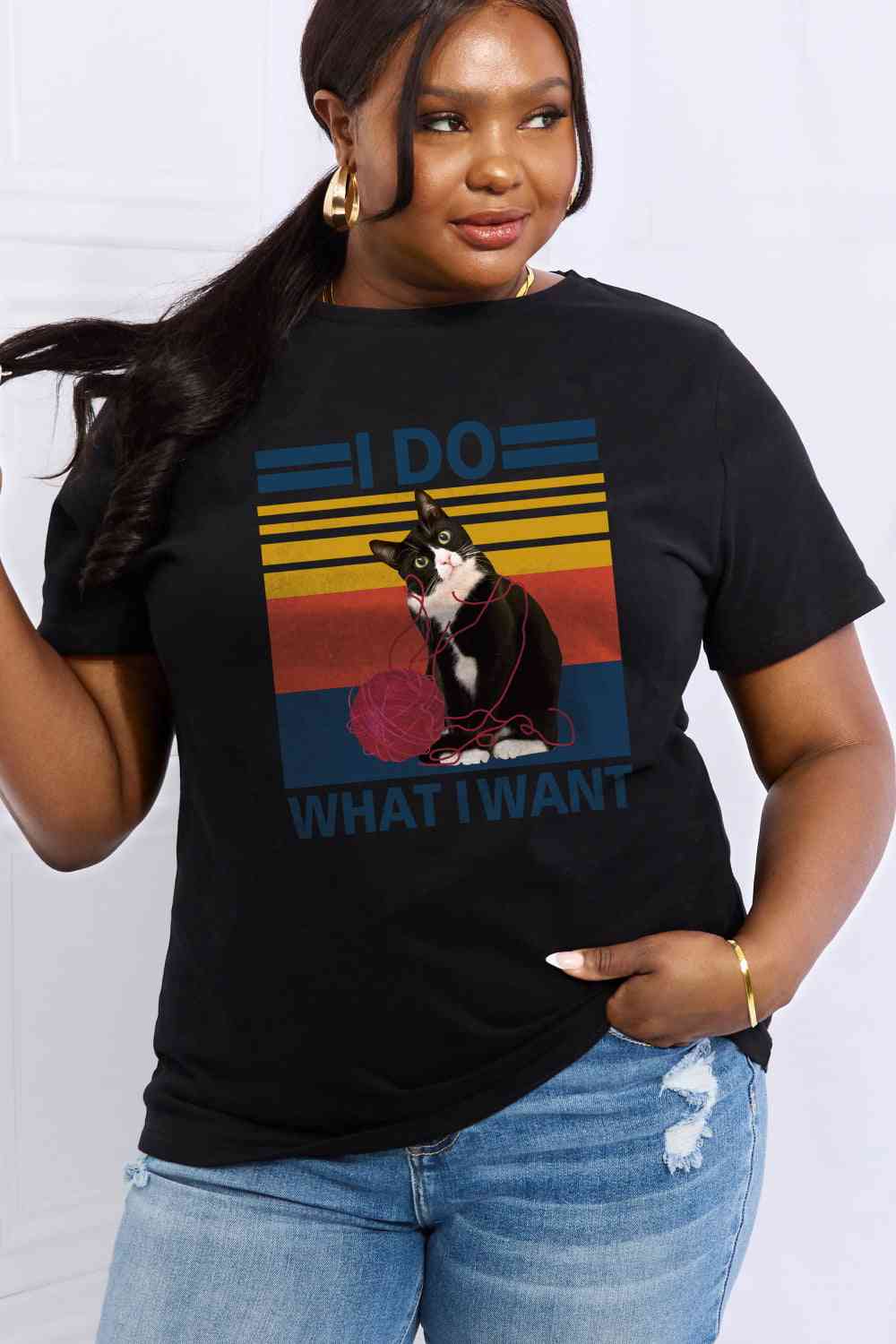 swvws Simply Love Full Size I DO WHAT I WANT Graphic Cotton Tee