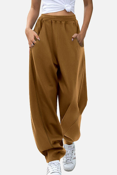 swvws Elastic Waist Sweatpants with Pockets