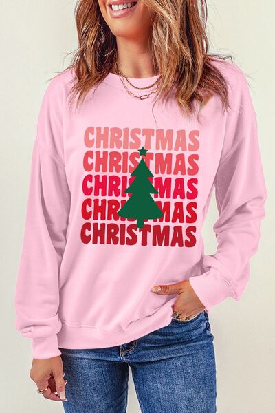 swvws CHRISTMAS Round Neck Dropped Shoulder Sweatshirt