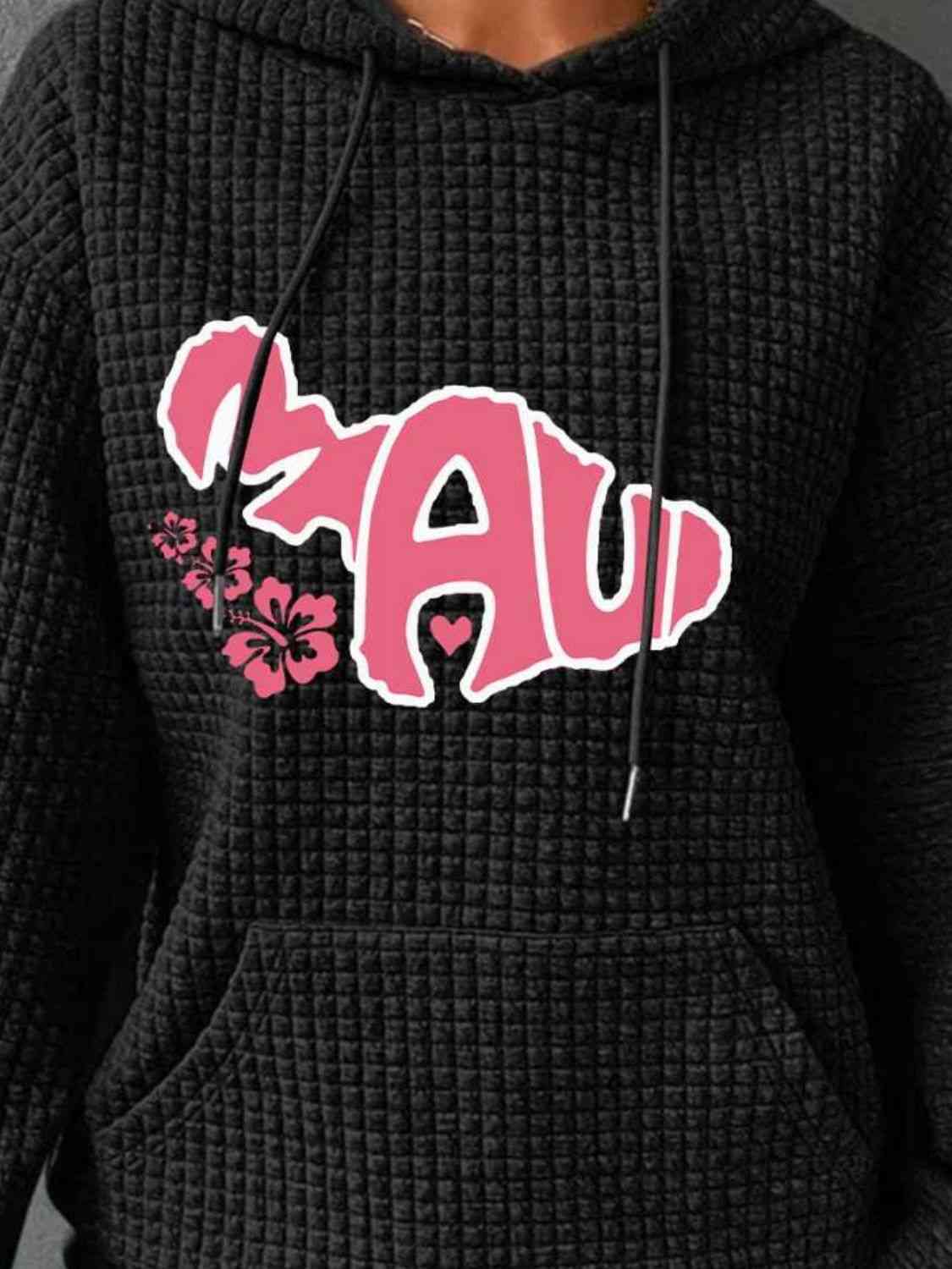 swvws Full Size MAUI Graphic Drawstring Hoodie with Pocket