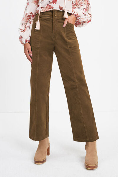 swvws Pocketed Elastic Waist Straight Pants