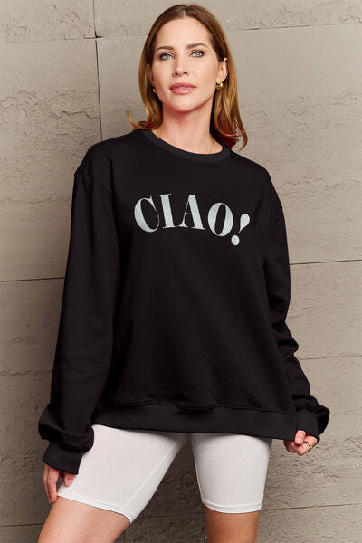 swvws Simply Love Full Size CIAO���Round Neck Sweatshirt