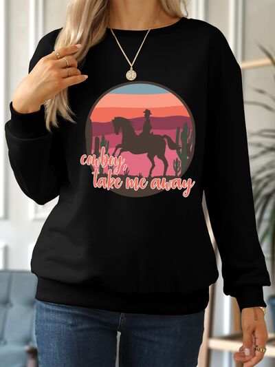 swvws COWBOY TAKE ME AWAY Round Neck Long Sleeve Sweatshirt