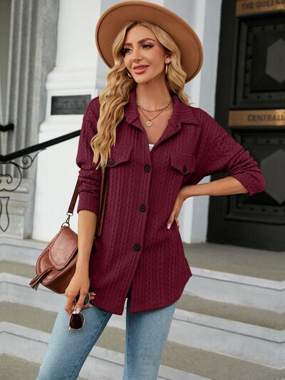 swvws Textured Button Up Dropped Shoulder Shirt