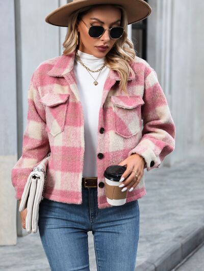 swvws Plaid Button Up Dropped Shoulder Jacket