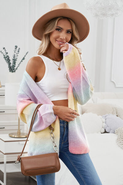 swvws Contrast Balloon Sleeve Dropped Shoulder Cardigan