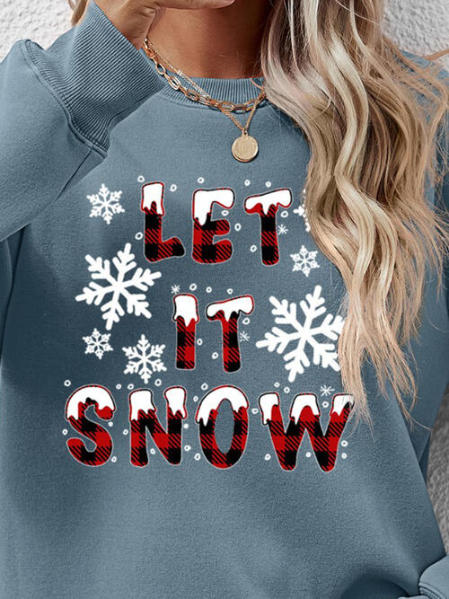 swvws LET IT SNOW Round Neck Long Sleeve Sweatshirt