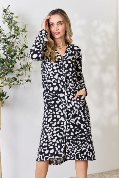 swvws Celeste Full Size Animal Print Button Up Long Sleeve Cardigan