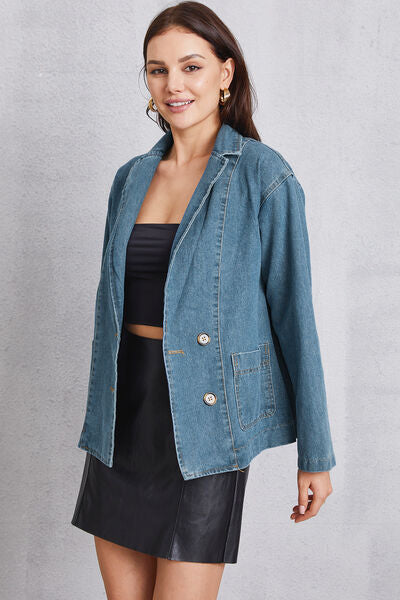 swvws Pocketed Button Up Denim Jacket