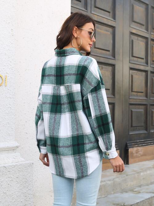 swvws Plaid Button Up Collared Neck Long Sleeve Shirt