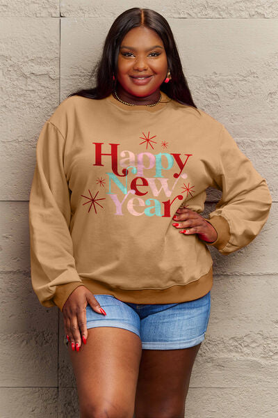 swvws Simply Love Full Size HAPPY NEW YEAR Round Neck Sweatshirt