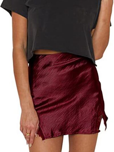 swvws Lace Detail Slit Mini Skirt