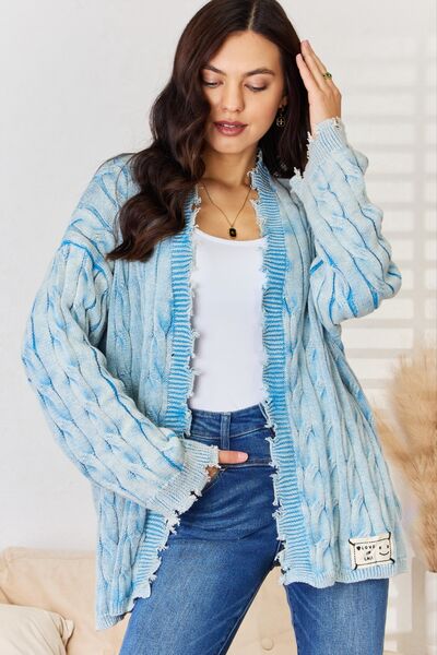 swvws POL Cable-Knit Open Front Sweater Cardigan