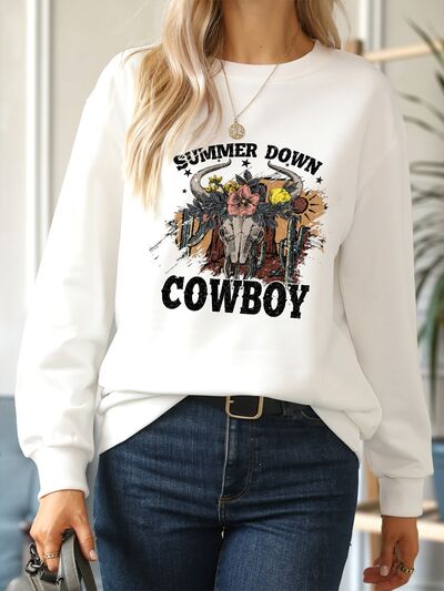 swvws SUMMER DOWN COWBOY Round Neck Sweatshirt