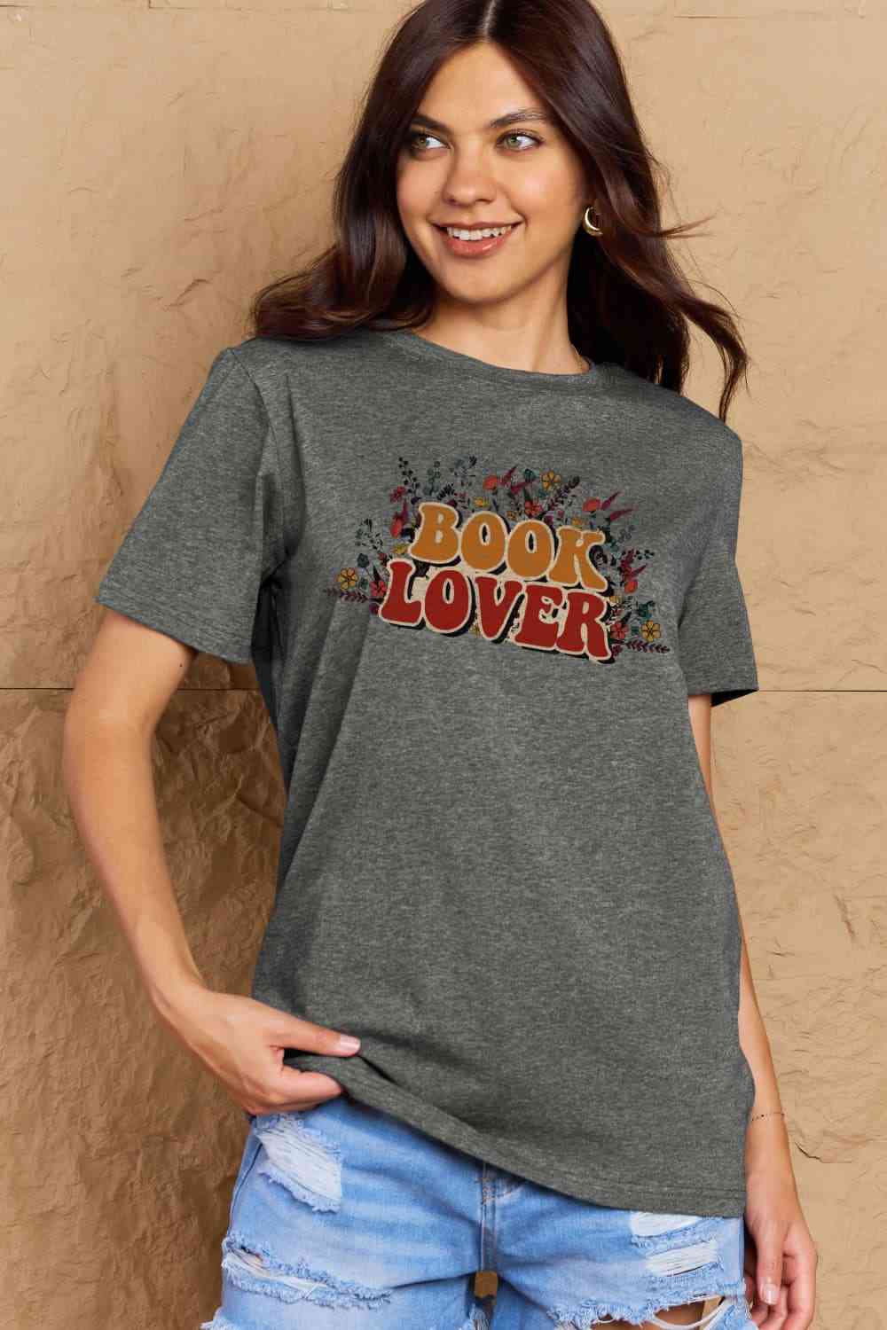 swvws Simply Love Full Size BOOK LOVER Graphic Cotton Tee