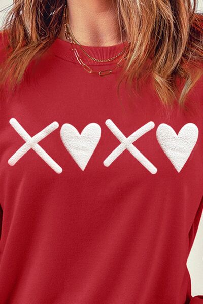 swvws Heart Graphic Round Neck Dropped Shoulder Sweatshirt