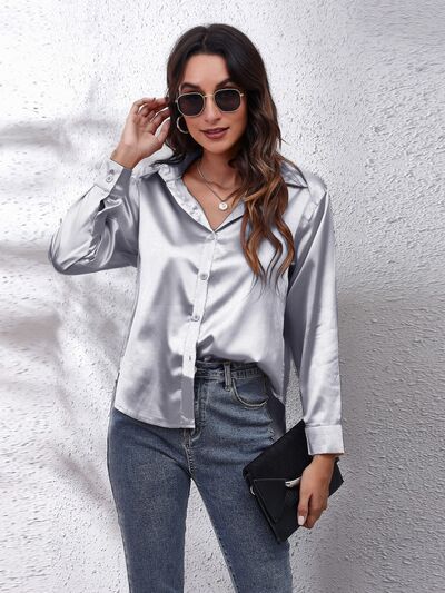 swvws Button Up Collared Neck Long Sleeve Shirt