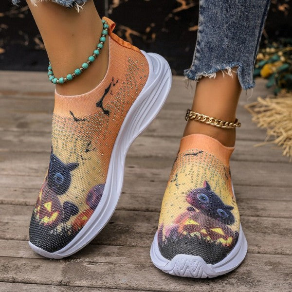 swvws - Light Yellow Casual Sportswear Daily Patchwork Printing Rhinestone Round Comfortable Out Door Shoes