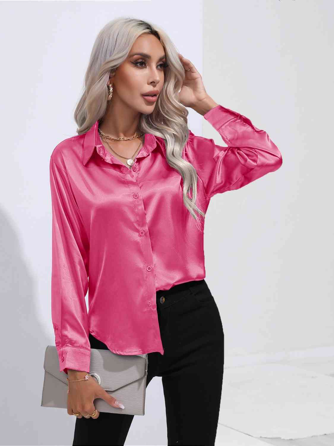 swvws Collared Neck Buttoned Long Sleeve Shirt