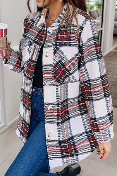 swvws Plaid Pocketed Button Up Jacket