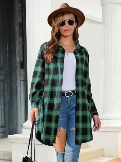 swvws Plaid Button Up Dropped Shoulder Shirt