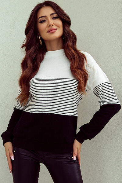 swvws Striped Dropped Shoulder Long Sleeve T-Shirt