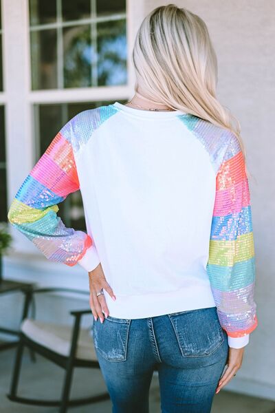 swvws Heart Graphic Sequin Long Sleeve Sweatshirt