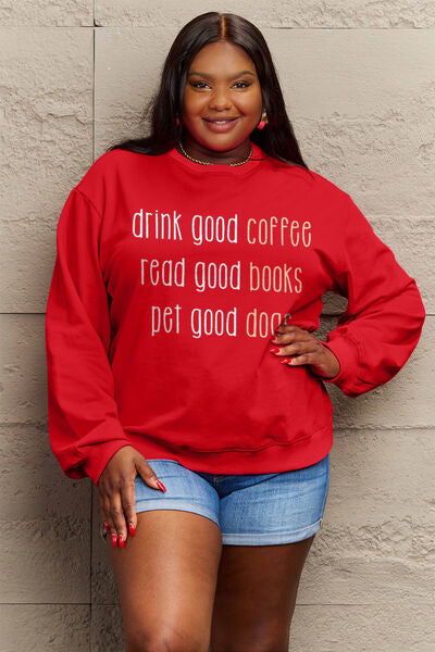 swvws Simply Love Full Size Letter Graphic Round Neck Sweatshirt