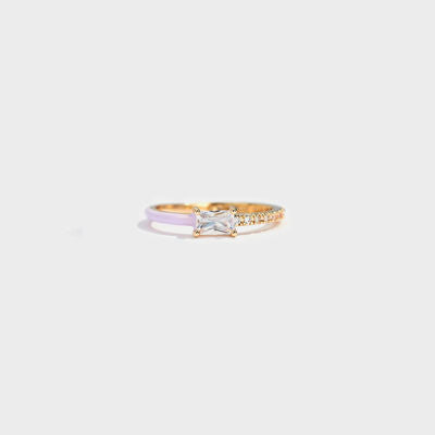 swvws Heart Shape Inlaid Zircon Enamel Ring