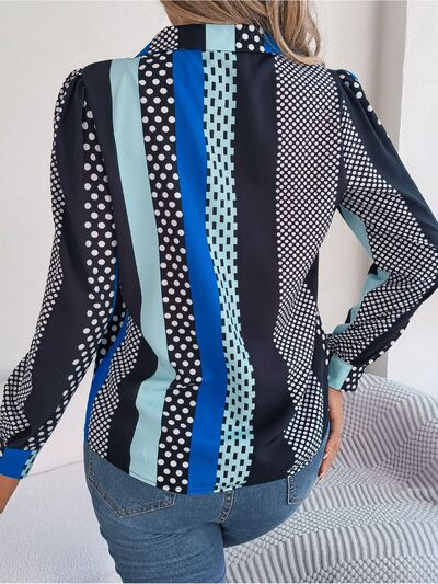 swvws Polka Dot Contrast Long Sleeve Shirt