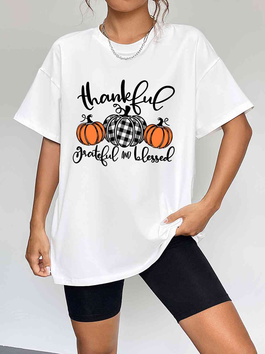 swvws Round Neck Short Sleeve Fall Season Graphic T-Shirt