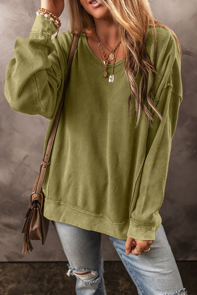 swvws Round Neck Dropped Shoulder Sweatshirt